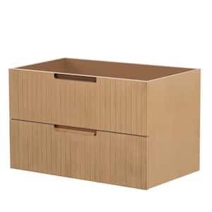 29 in. D x 17.9 in. W x 18.5 in. H MDF Floating Bath Vanity Cabinet Without Top in Light Brown with 2-Drawers