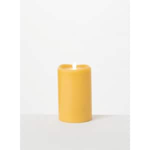 6 in. Yellow Wave Top Smooth LED Pillar Candle