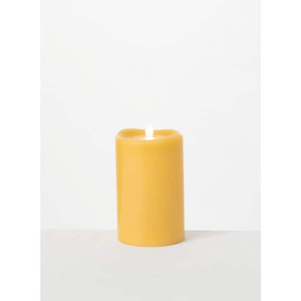SULLIVANS 6 in. Yellow Wave Top Smooth LED Pillar Candle