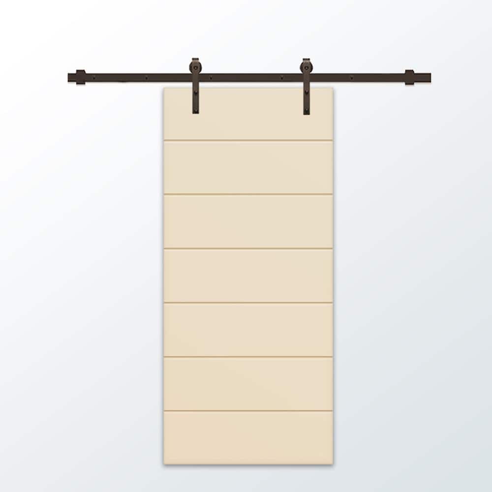 42 in. x 84 in. Beige Painted Composite MDF Paneled Interior Sliding Barn Door with Hardware Kit price history on PriceWatchPro
