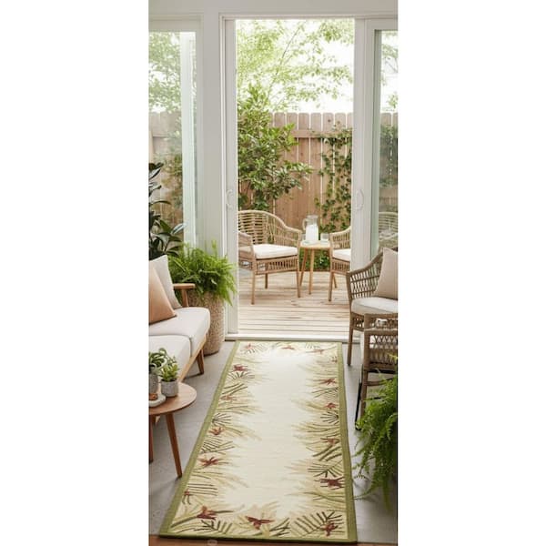 Covington Tropic Gardens Sand-Multi 2 ft. x 7 ft. Runner Floral Outdoor Area Rug