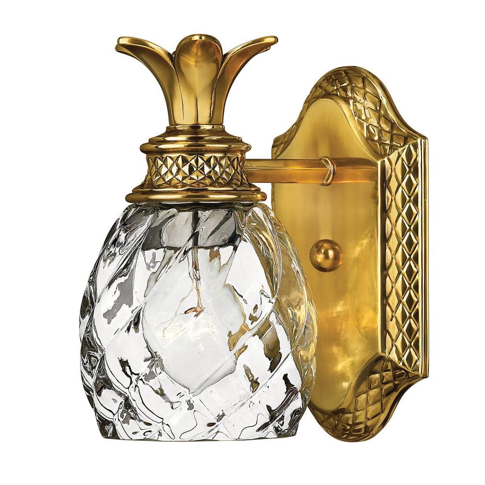 Burnished Brass Outdoor Dimmable Wall Sconce with Clear Optic Glass