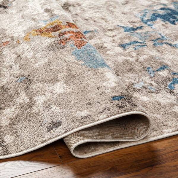 Adare Blue 7 ft. x 9 ft. Painterly Polyester Area Rug