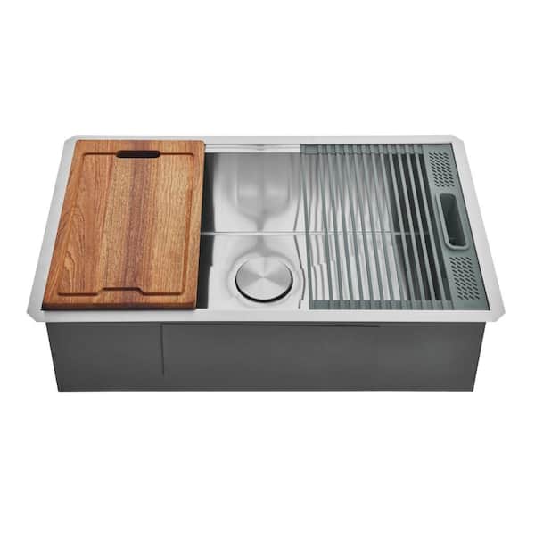 Uptowne 32 in. Undermount Single Stainless Steel Kitchen Sink with Accessories