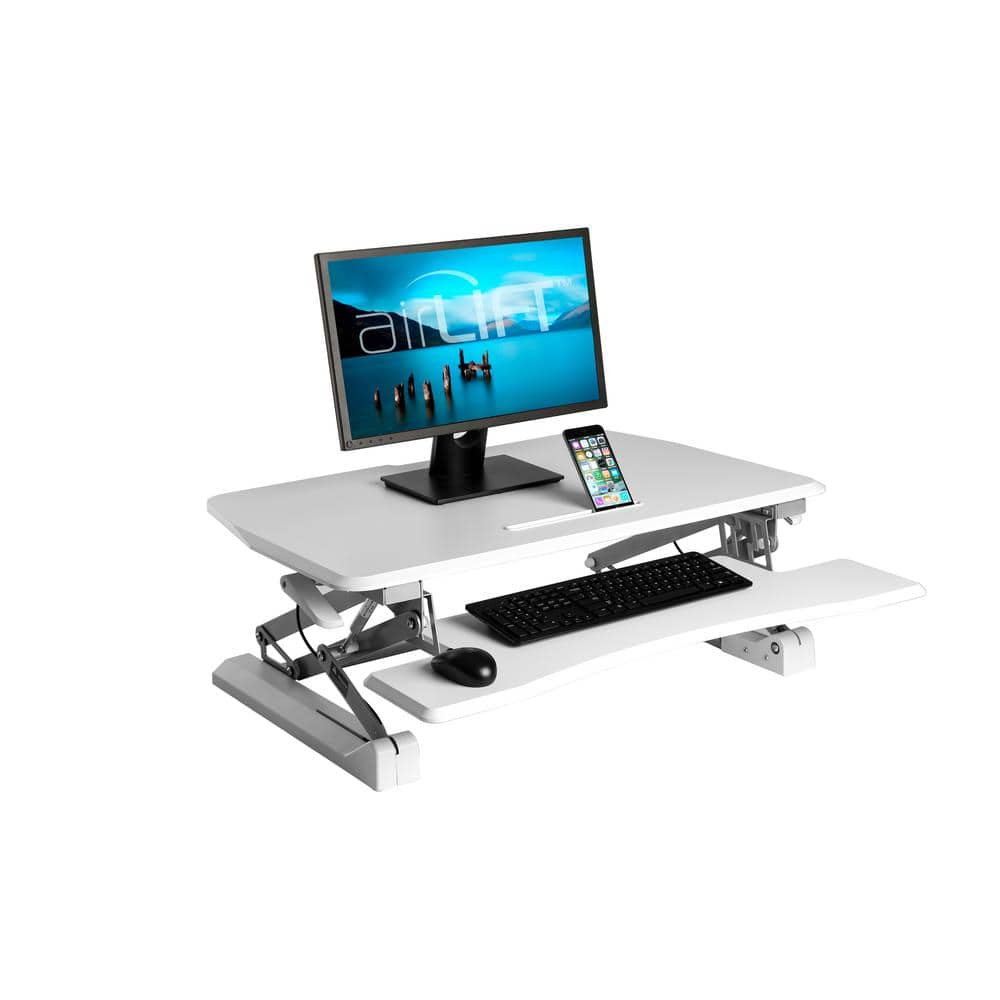 Seville Classics AIRLIFT White 35.4 in Height Adjustable Standing Desk
