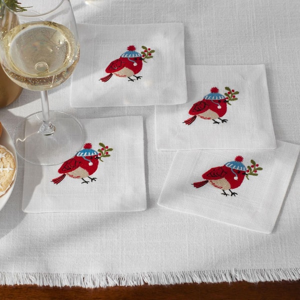 Company Cotton Embroidered Novelty 5 in. W x 5 in. H Multi Cotton Napkins Set of 4