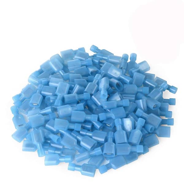 16-14 AWG Male Spade Disconnect Connectors Nylon Fully Insulated Blue Quick Crimp Wire Terminals