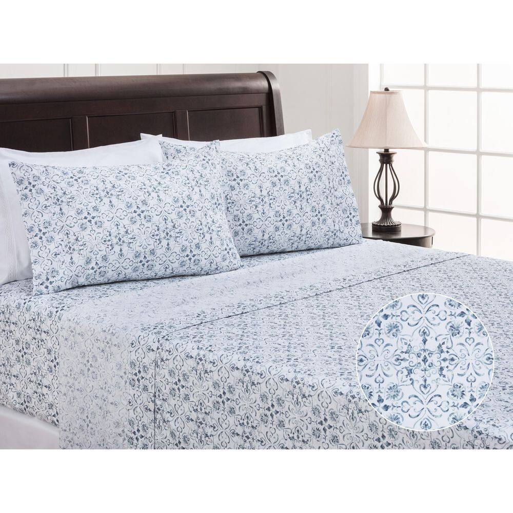 3-Piece Ceramic Blue Pattern Print Microfiber Bedsheets Set, Twin price history on PriceWatchPro
