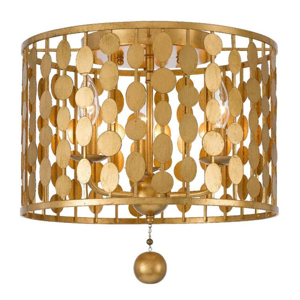Layla Antique Gold Flush Mount with Crystal Accents