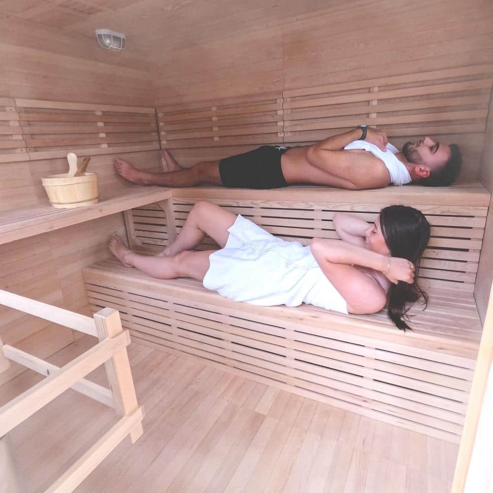 Natural Canadian Hemlock 8-Person Outdoor Sauna with 9 kW Heater