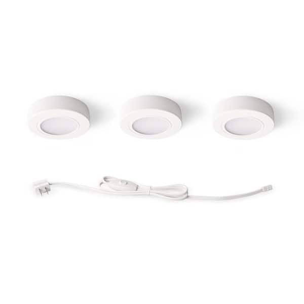 Unbranded 3-Light Plug-In LED White Puck Light Kit