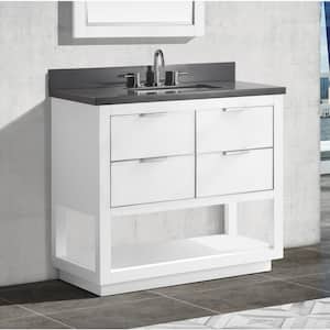 Allie 37 in. W x 22 in. D Bath Vanity in White with Silver Trim with Quartz Vanity Top in Gray with White Basin