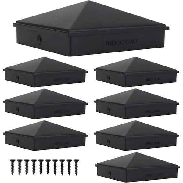 Afoxsos 4x4 Aluminum Pyramid Post Caps Black Matte Finish for Fence Deck Mailbox Weather Resistant 8-Pack Cable Railing System