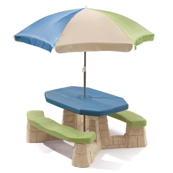 Naturally Playful Picnic Table with Umbrella and Room for up to 6-Kids