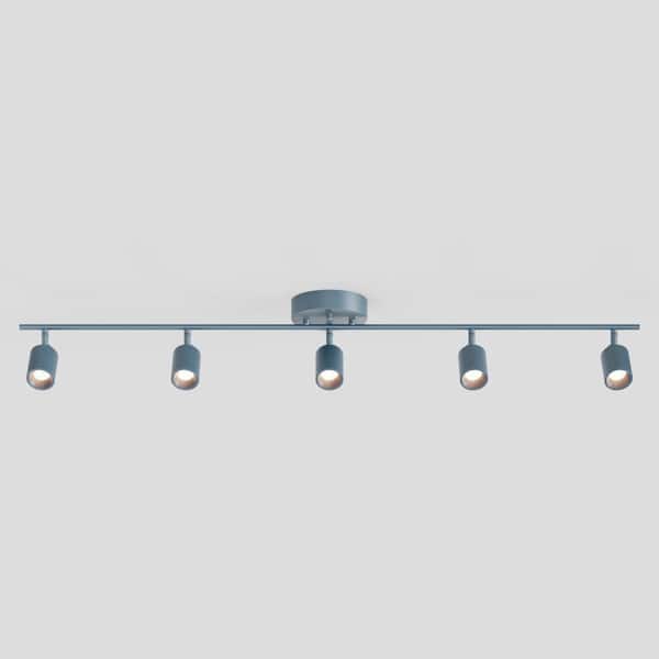 Shura Deep Navy Integrated LED Fixed Track Light, Cylinder Rotatable Heads, Track Lighting Kit, 3000 K, 2450 Lumens