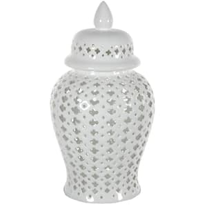 17 in. Porcelain Decorative Vase in White
