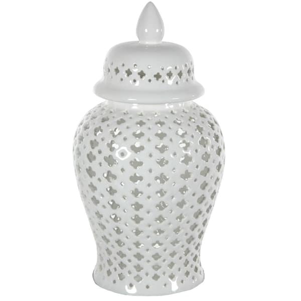 17 in. Porcelain Decorative Vase in White