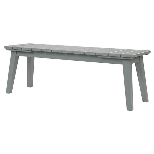 45 in. Gray Solid Wood Backless Outdoor Ottoman Bench