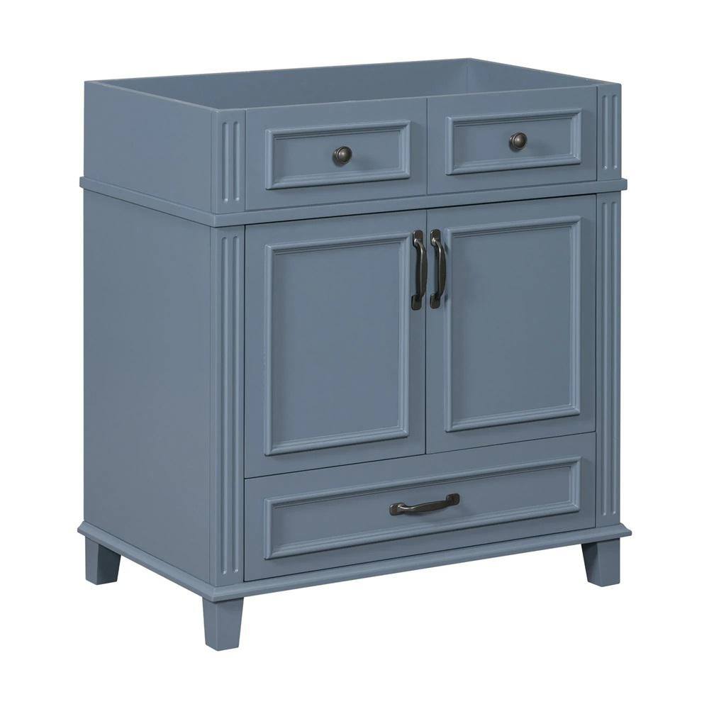 29.37 in. Freestanding Bath Vanity Cabinet without Top in Blue with Soft-Cl