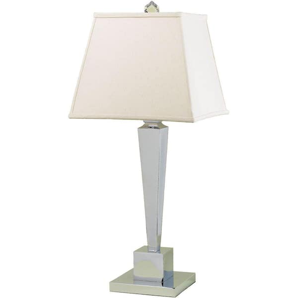 AF Lighting 6774 28 in. Chrome Table Lamp with Cream Shade