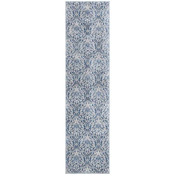 SAFAVIEH Brentwood Navy/Light Grey 2 ft. x 6 ft. Border Runner Rug