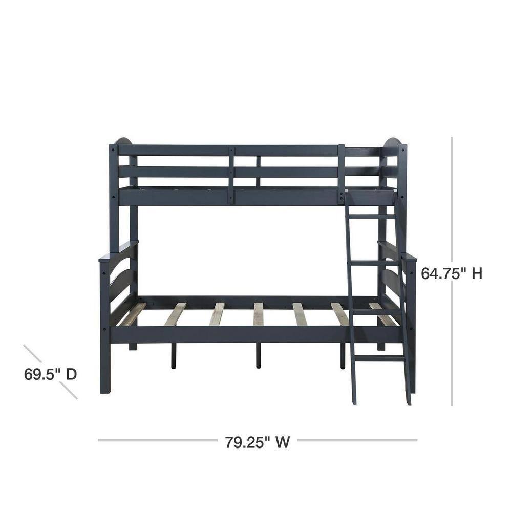 Dorel Living Brady Twin Over Full Gray Wood Bunk Bed