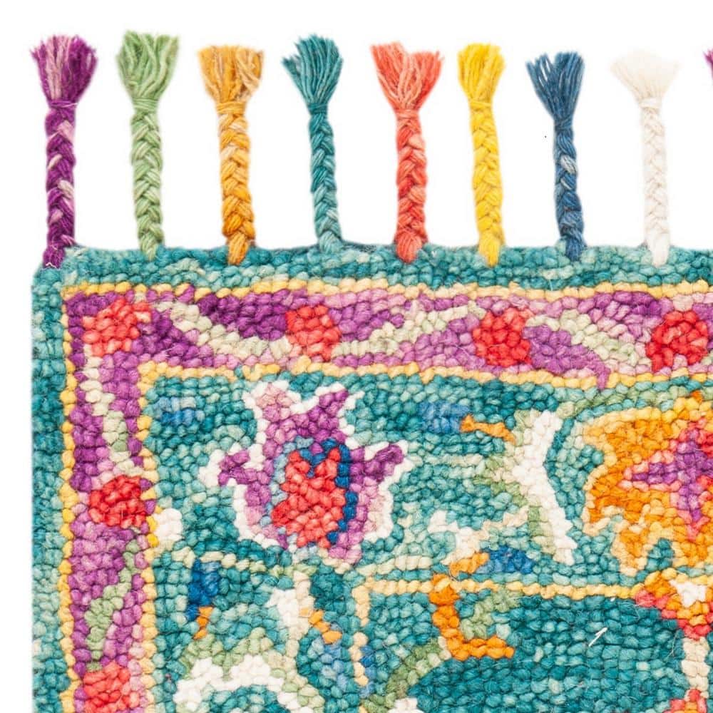 Handmade Blue Floral Wool Tufted Area Rug 2'3" x 5'