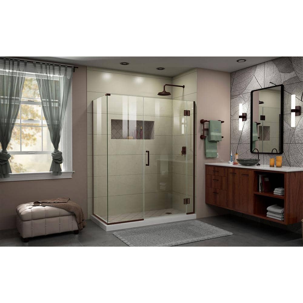 Unidoor-X 72" Frameless Hinged Shower Enclosure in Oil Rubbed Bronze