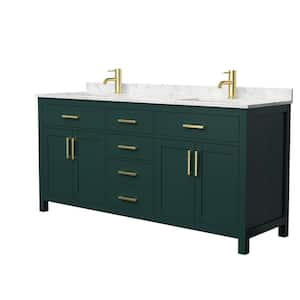 Beckett 72 in. W x 22 in. D x 35 in. H Double Sink Bathroom Vanity in Green with Carrara Cultured Marble Top