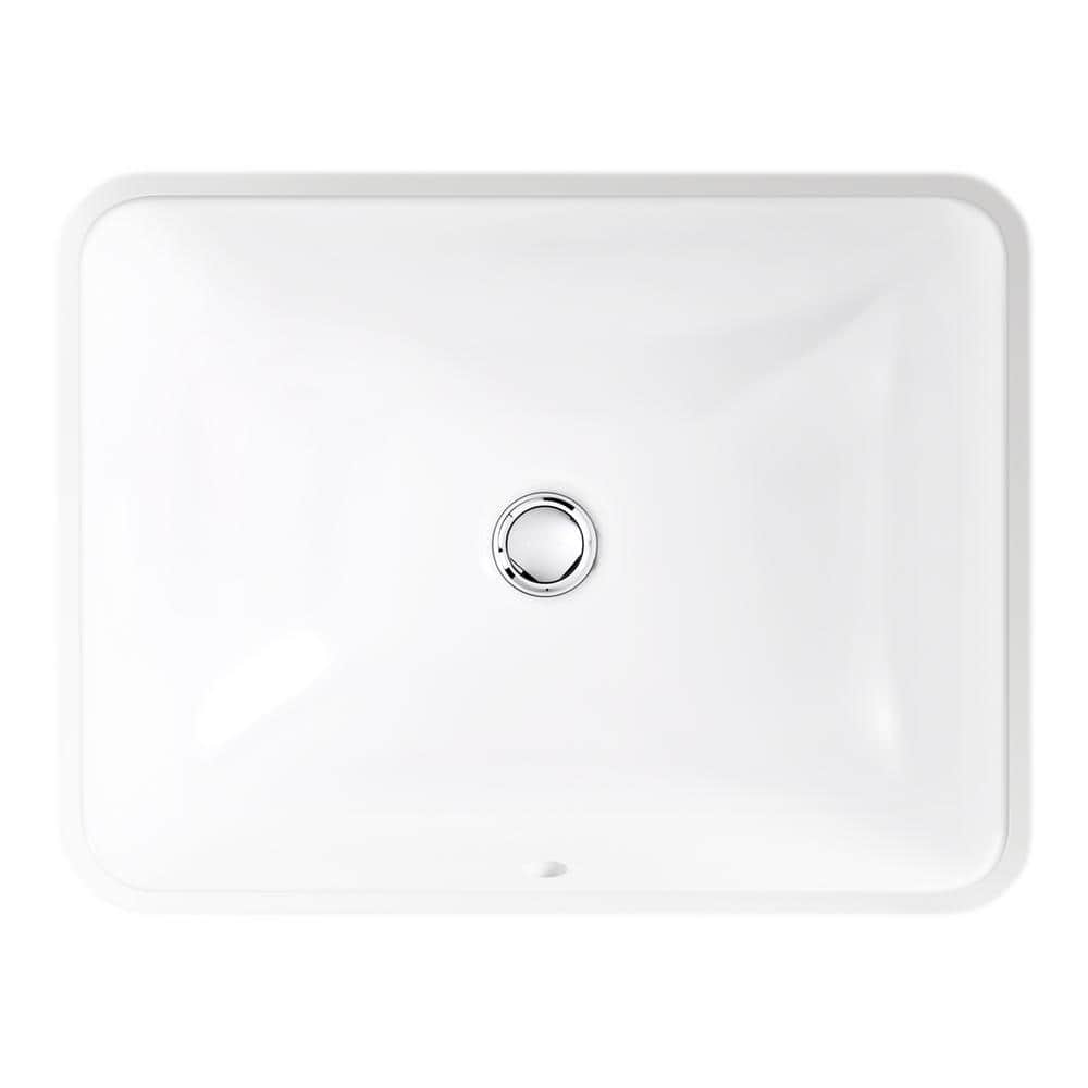 KOHLER Caxton 205/16 in. Rectangular Undermount Bathroom Sink with Overflow in White KR200000