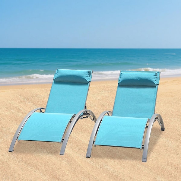 Unbranded Pool Lounge Chairs Set of 2-Lake Blue (2 Lounge Chairs)