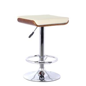 Java Bar Stool in Chrome with Walnut wood and Cream Pu upholstery