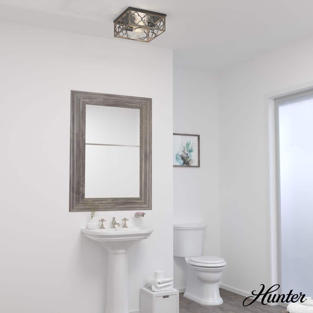 Gablecrest 14" French Oak Aluminum Flush Mount Light