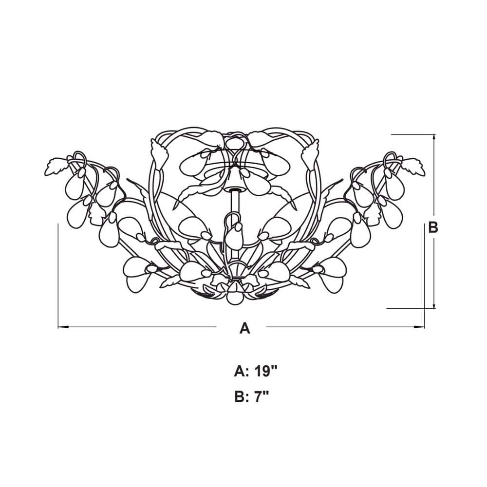 Elysian Bronze & Crystal Vine 19" Semi-Flush Ceiling Light