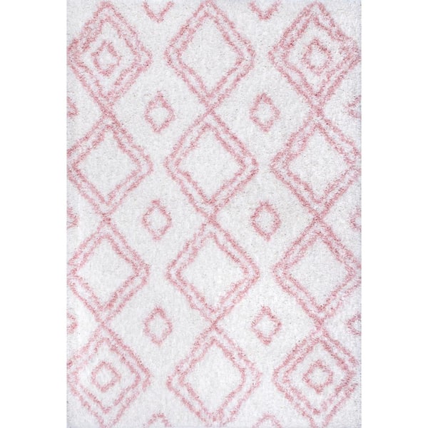 nuLOOM Iola Geometric Shag Pink 6 ft. 7 in. x 9 ft. Area Rug
