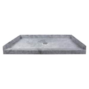 Ready to Tile 30 in. L x 60 in. W Single Threshold Alcove Shower Pan Base with a Center Drain in Dark Grey