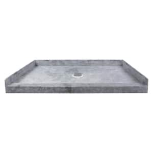 Ready to Tile 32 in. L x 60 in. W Single Threshold Alcove Shower Pan Base with a Center Drain in Dark Grey