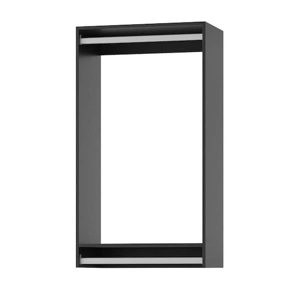 HOMEIBRO 25.5 in. Black Walk-in Modular Double Hanging Tower Unit with 1-Shelf, Wall Mount Wood Closet System