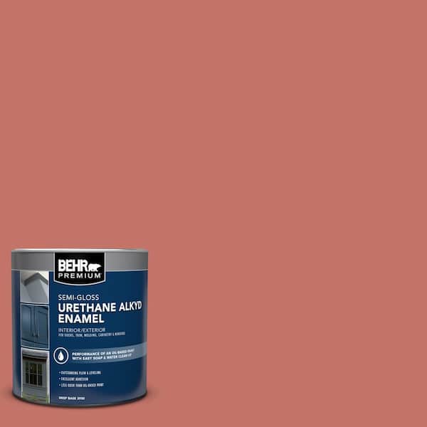 1 qt. #PPU1-05A Red Coral Semi-Gloss Enamel Urethane Alkyd Interior/Exterior Paint