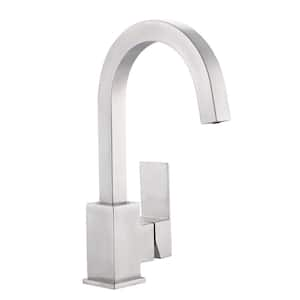 Single Handle Single Hole Stainless Steel Bar Faucet with cUPC Supply Lines in Brushed Nickel