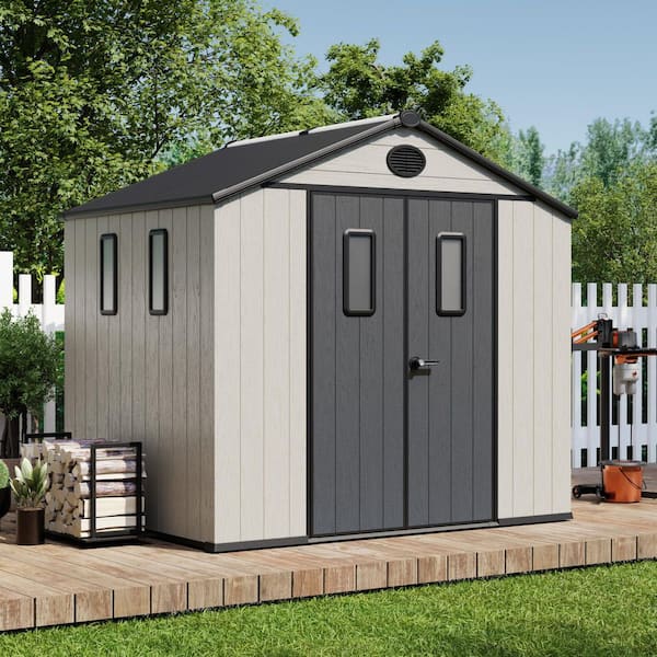 6 ft. x 8 ft. Outdoor Resin Storage Shed with Floor and Sloped Roof (48 sq. ft. )