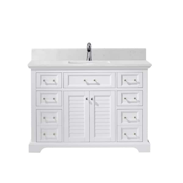 ROSWELL Lorna 48 in. Bath Vanity in White with Composite Vanity Top in White with White Basin