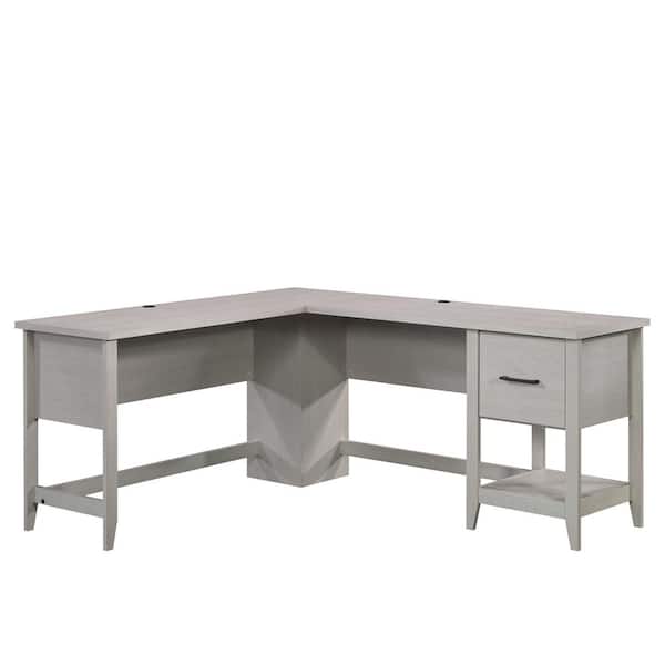 SAUDER Summit Station 46.654 in. L-Shape Glacier Oak Computer Desk with File Storage