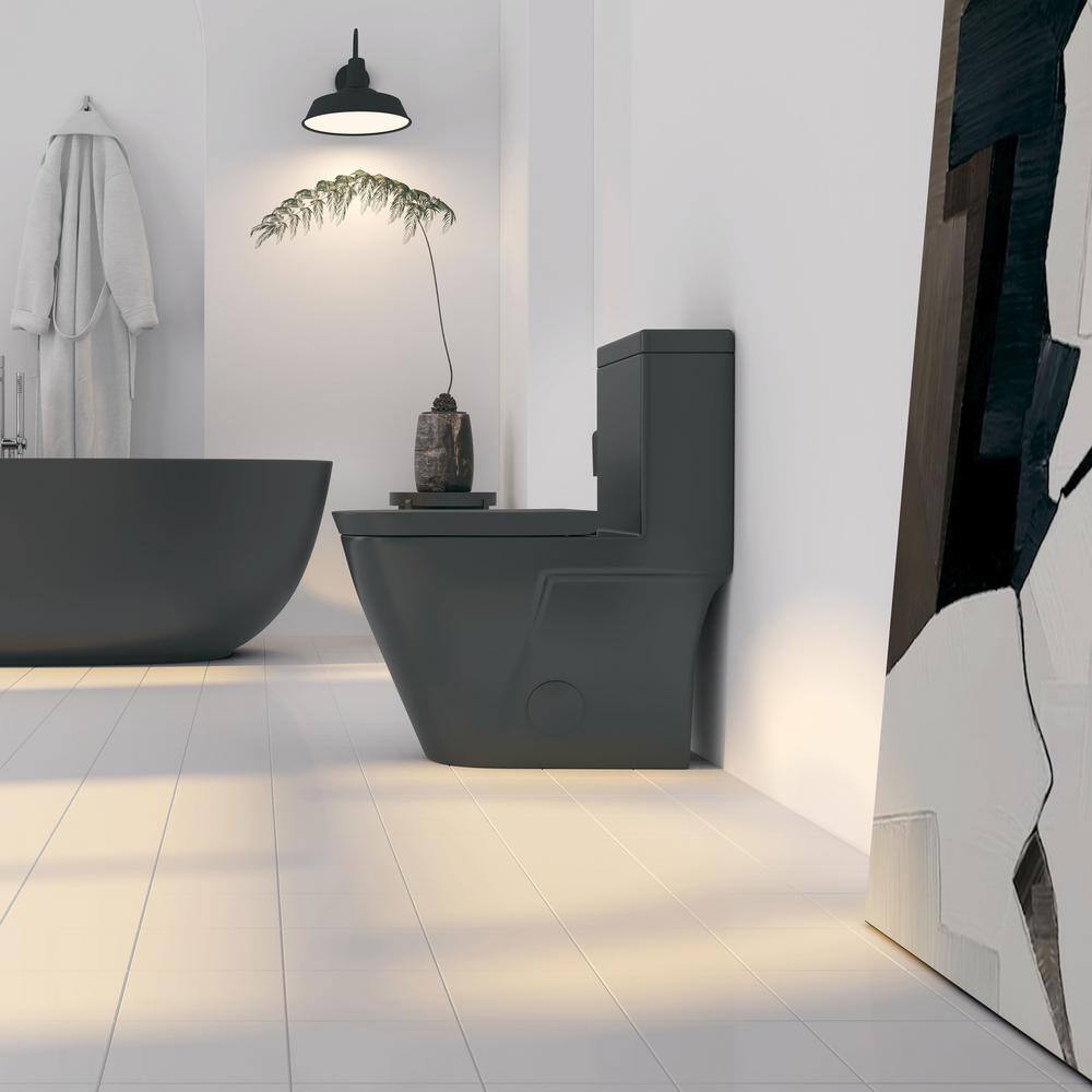 Turner Matte Black Elongated Dual Flush One-Piece Toilet