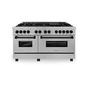 Autograph Edition 60 in. 9 Burner Double Oven Dual Fuel Range in Fingerprint Resistant Stainless Steel and Matte Black