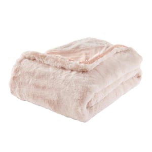 Piper Blush Pink Faux Rabbit Fur Throw Blanket