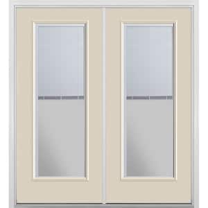 72 in. x 80 in. Canyon View Fiberglass Prehung Right-Hand Inswing Mini Blind Patio Door with Brickmold, Vinyl Frame