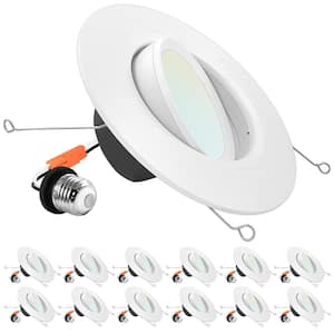 5/6 in. Gimbal Recessed LED Can Lights 5 Color Options Dimmable Wet Rated 11W=90W 1100 Lumens Wet Rated (12-Pack)