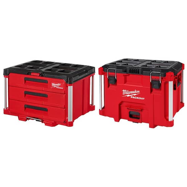 MILWAUKEE PACKOUT Tool Box 3 Drawer Storage 50lb Capacity Black INT -Only 1  Left