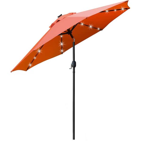 9 ft. Aluminum Market Solar Patio Umbrella in Orange with Push Button Tilt